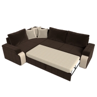 Угловой диван Николь (микровельвет коричневый бежевый) - Изображение 4